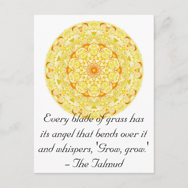 Postal Cada hoja de pasto tiene su ángel que se dobla... (Anverso)