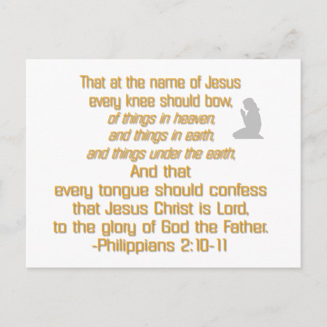 Postal Cada rodilla debe arquear (Anverso)