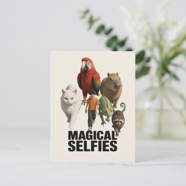 Postal Cada selfie es un encuentro mágico (Anverso de pie)