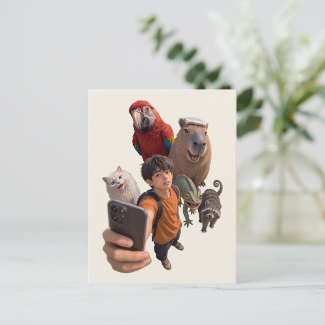 Postal Cada selfie es un encuentro mágico (Anverso de pie)