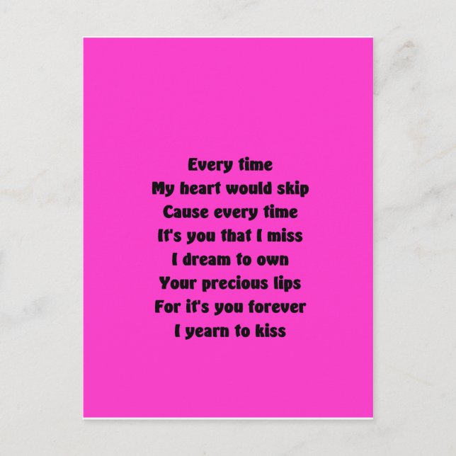 Postal Cada vez que mi corazón se salta (Anverso)