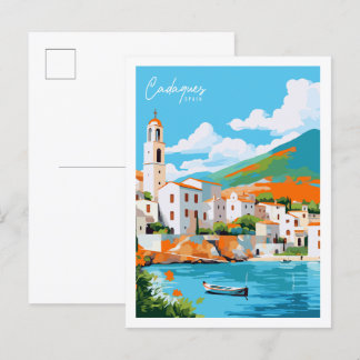 Postal Cadaqués España vintage ilustracion