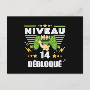 Postal Cadeau 14 ans Anniversario Gamer Niveau 14