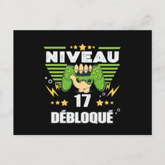 Postal Cadeau 17 ans Anniversaire Gamer Niveau 17