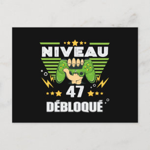 Postal Cadeau 47 años Gamer Niveau 47