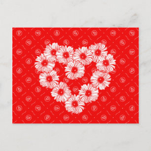 Postal Cadena de Corazón de Margarita Roja
