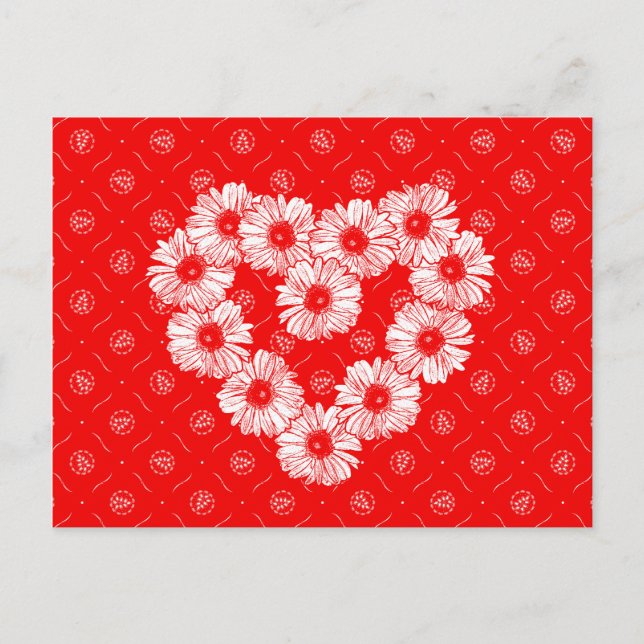 Postal Cadena de Corazón de Margarita Roja (Anverso)