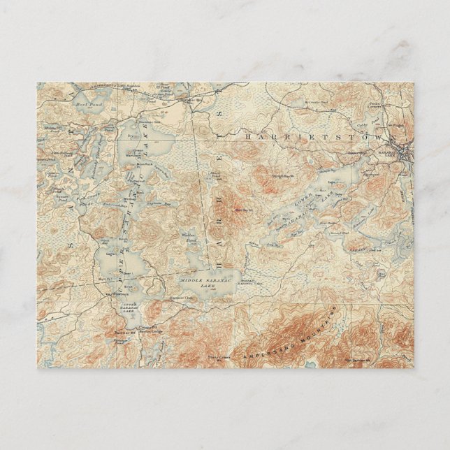 Postal Cadena del lago Saranac (lagos inferiores, mediano (Anverso)