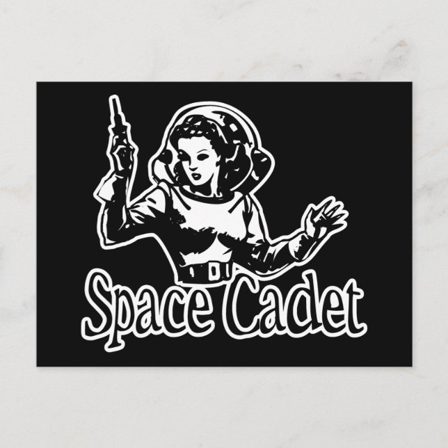 Postal Cadete espacial blanco y negro (Anverso)
