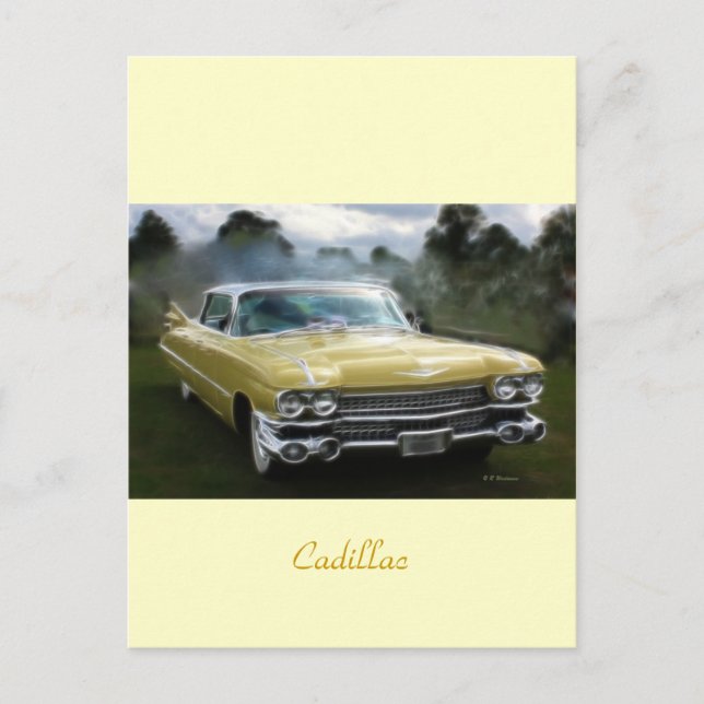 Postal Cadillac amarillo (Anverso)
