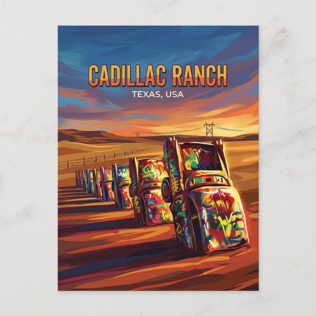 Postal Cadillac Ranch EE. UU. (Anverso)