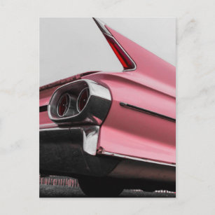 Postal Cadillac rosa clásico