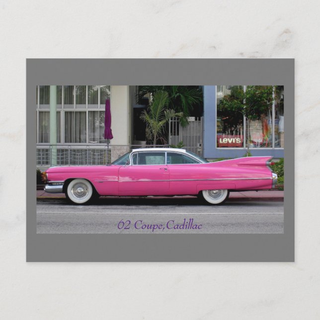 Postal Cadillac vinícola rosa (Anverso)