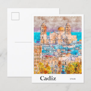 Postal Cádiz España Huelga de agua de color de viaje