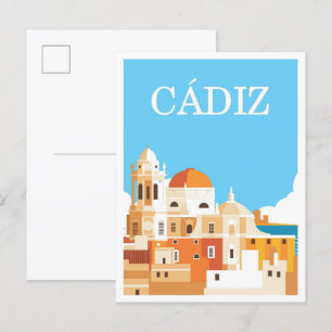 Postal Cádiz España Ilustracion de Viajes de Arte