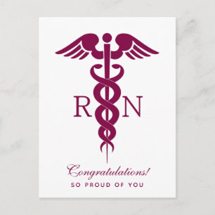 Postal Caduceo de enfermera rojo símbolo médico