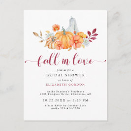 Postal Cae la ducha de la novia la calabaza del otoño ena