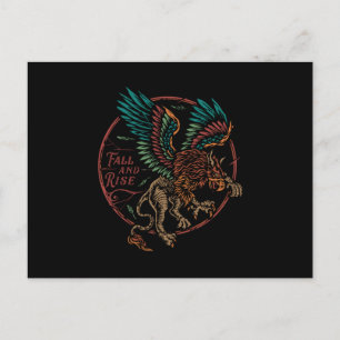 Postal Cae y levanta águila colorida