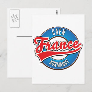 Postal Caen Normandía Francia logo retro
