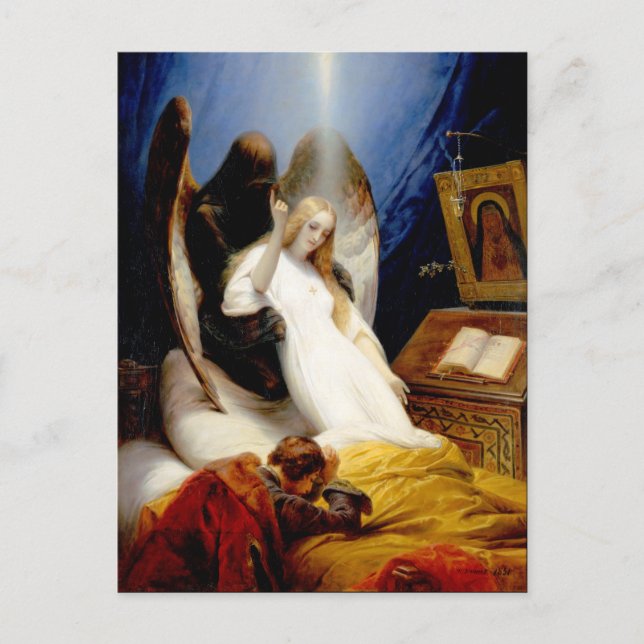 Postal Caer en el ángel de la muerte (Anverso)