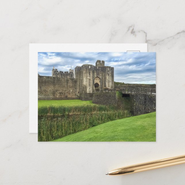 Postal Caerphilly Castle in Wales (Anverso/Reverso In Situ)