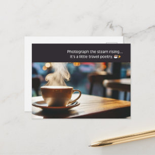 Postal Café Acogedor – Fotografiar el Vapor que se Eleva