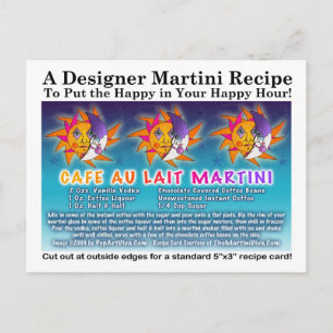 Postal Café Au Lait Martini Postcard