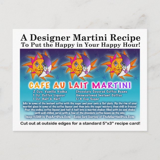 Postal Café Au Lait Martini Postcard (Anverso)