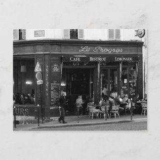 Postal Café blanco y negro en Montmartre, París