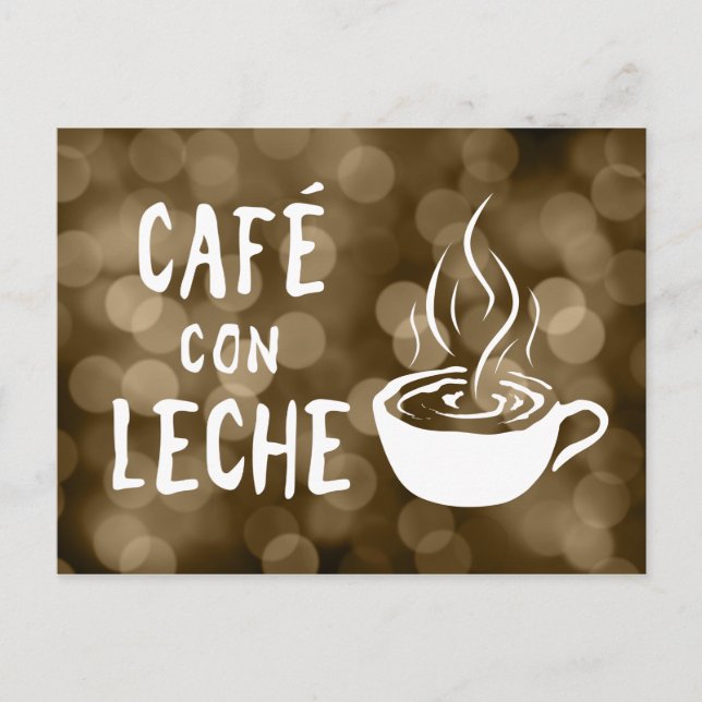 Postal cafe con leche bokeh (Anverso)