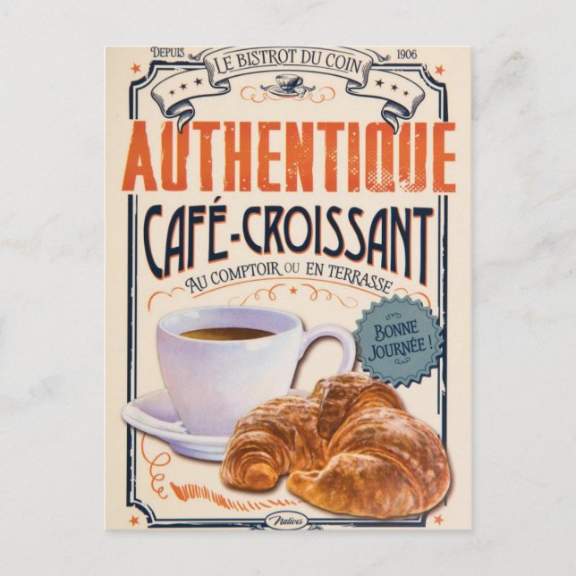 Postal Café croissant (Anverso)