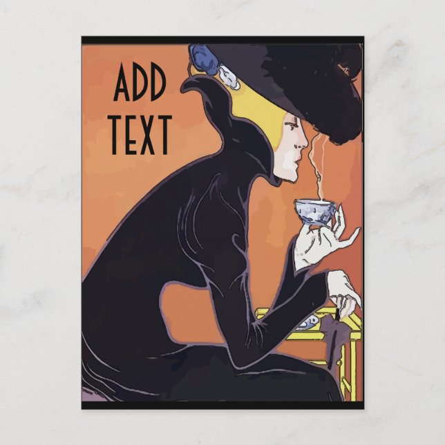 Postal Café de bebida, añadir texto de edición, (Anverso)