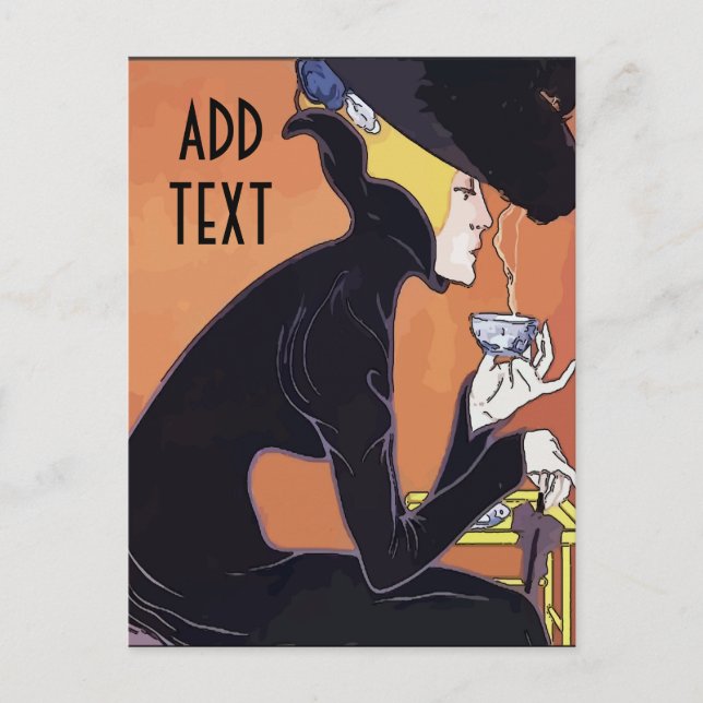 Postal Café de bebida, añadir texto de edición, (Anverso)