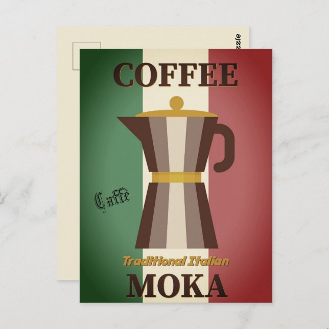 Postal Café de la bandera italiana de Caffè Moka | (Anverso / Reverso)