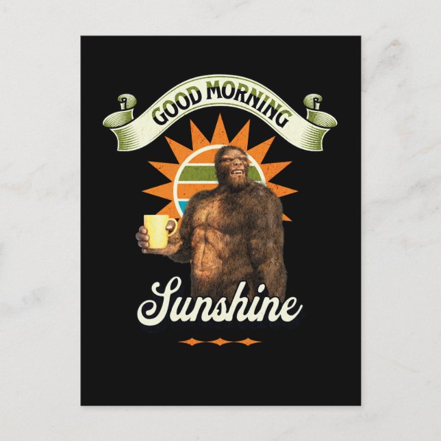 Postal Café divertido de Bigfoot Humor matutino (Anverso)