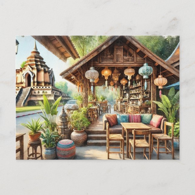 Postal Cafe en Chiang Mai Wat Chedi Luang (Anverso)