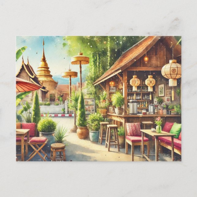 Postal Cafe en Chiang Mai Wat Phra Singh (Anverso)
