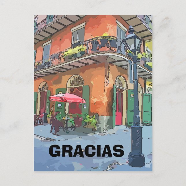 Postal Café en el barrio francés, editar texto (Anverso)