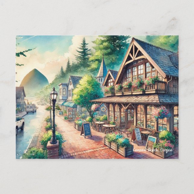 Postal Cafe en el centro de Cannon Beach Oregon Travel (Anverso)