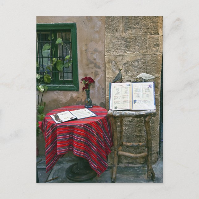 Postal Café en la acera, Chania, Creta, Grecia (Anverso)