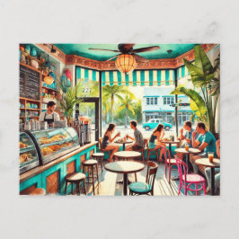 Postal Cafe en Miami Watercolor