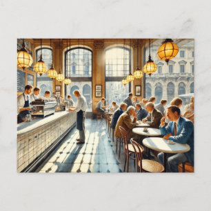 Postal Cafe en Milán Watercolor Painting Mug