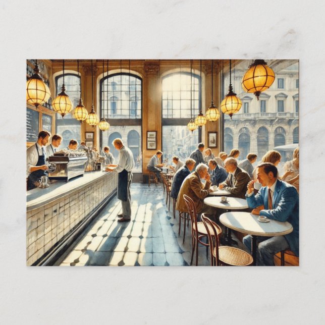 Postal Cafe en Milán Watercolor Painting Mug (Anverso)