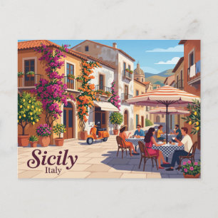 Postal Café en Sicilia Italia Vacaciones
