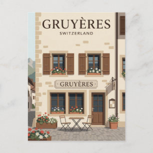 Postal Café Fachada Gruyères Suiza