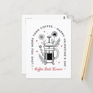 Postal Café feliz Día de San Valentín divertido retro flo