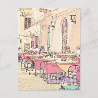 Postal Café italiano de la acera