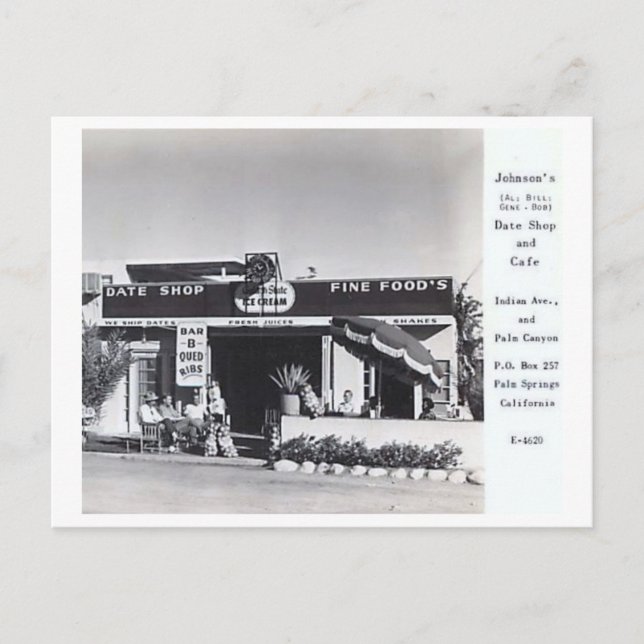 Postal Cafe Johnson, Palm Springs, California Vintage (Anverso)