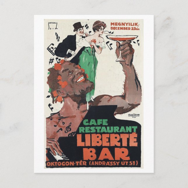 Postal Cafe Liberte Bar, Hungría, 1918 Vintage (Anverso)