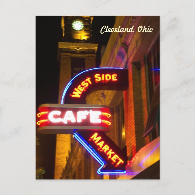 Postal Cafe Market Neon Postcard (Cleveland) (Anverso)